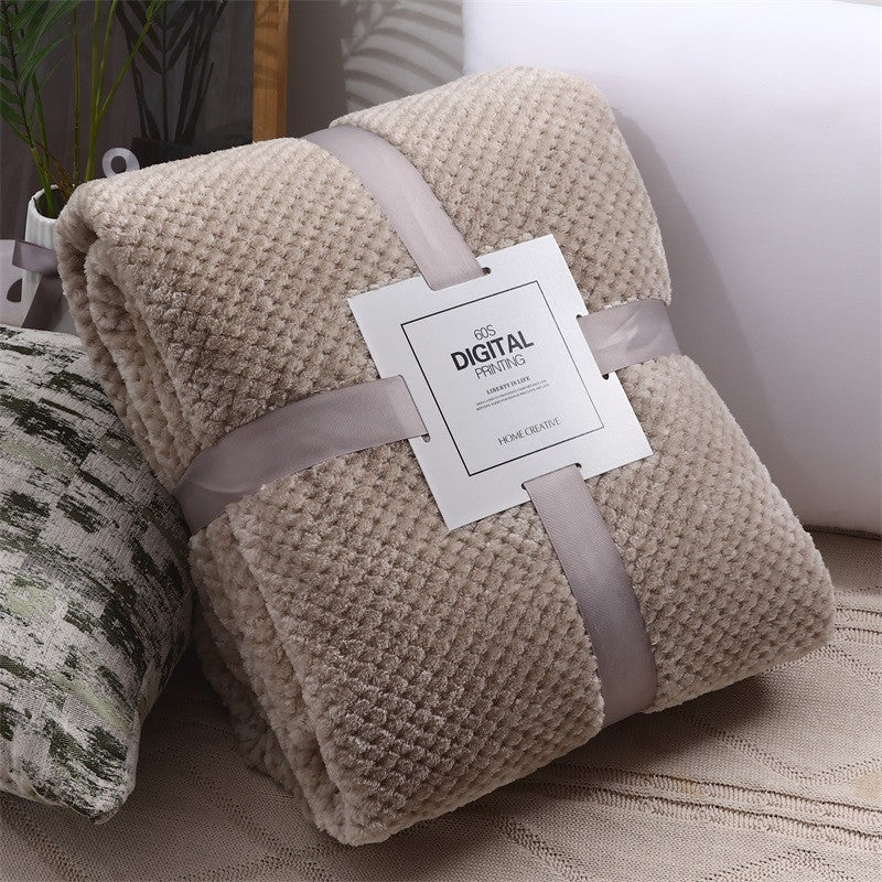 Solid Grid Flannel Blankets And Throws