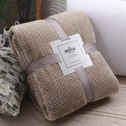 Solid Grid Flannel Blankets And Throws