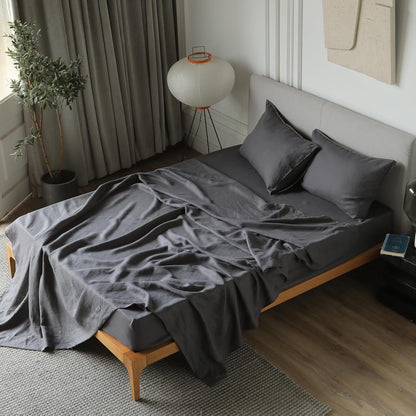 Wholesale Linen Plain Colored Bed Sheet Set