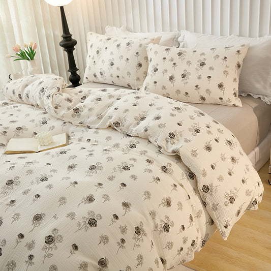 Wholesale Double-layer Wrinkled Floral Printed Comforter Sets