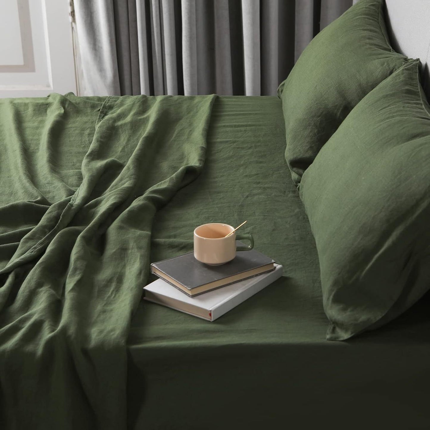 Wholesale Linen Plain Colored Bed Sheet Set