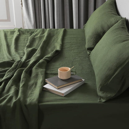Wholesale Linen Plain Colored Bed Sheet Set
