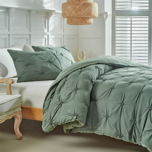 Wholesale Pinch Flower Green Comforter Sets