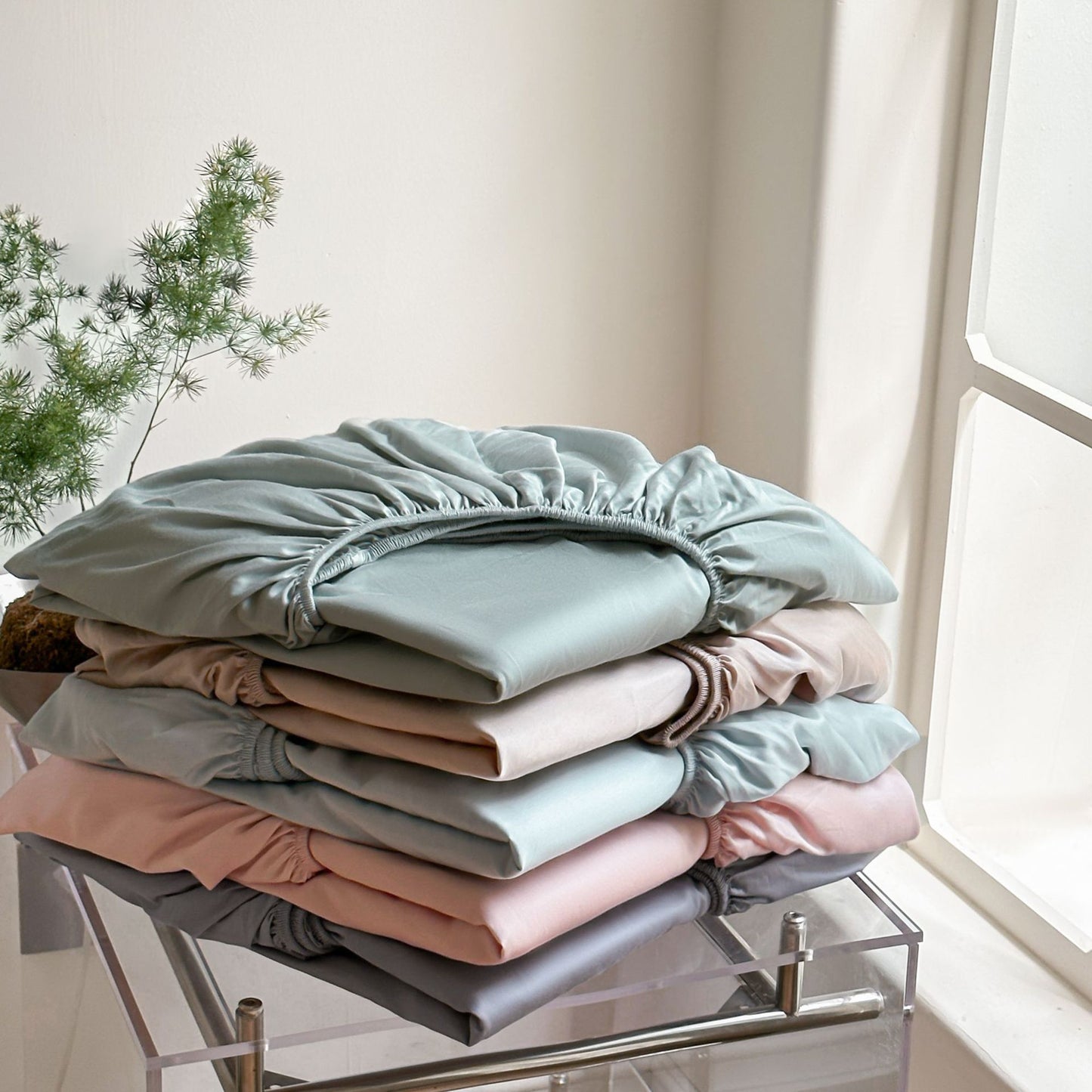 Plain Bedspread Fitted Bed Sheet Set