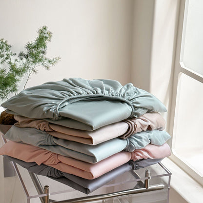 Plain Bedspread Fitted Bed Sheet Set