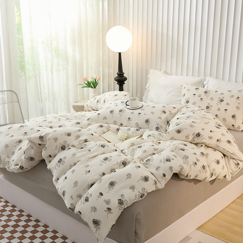 Wholesale Double-layer Wrinkled Floral Printed Comforter Sets