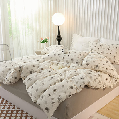 Wholesale Double-layer Wrinkled Floral Printed Comforter Sets