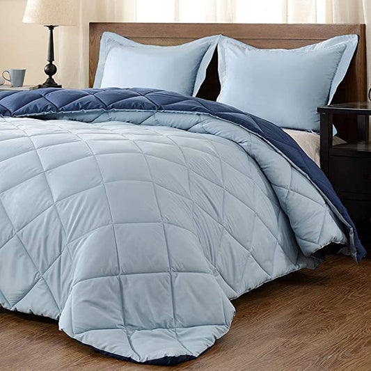 Solid Color Patchwork Winter Comforter Set
