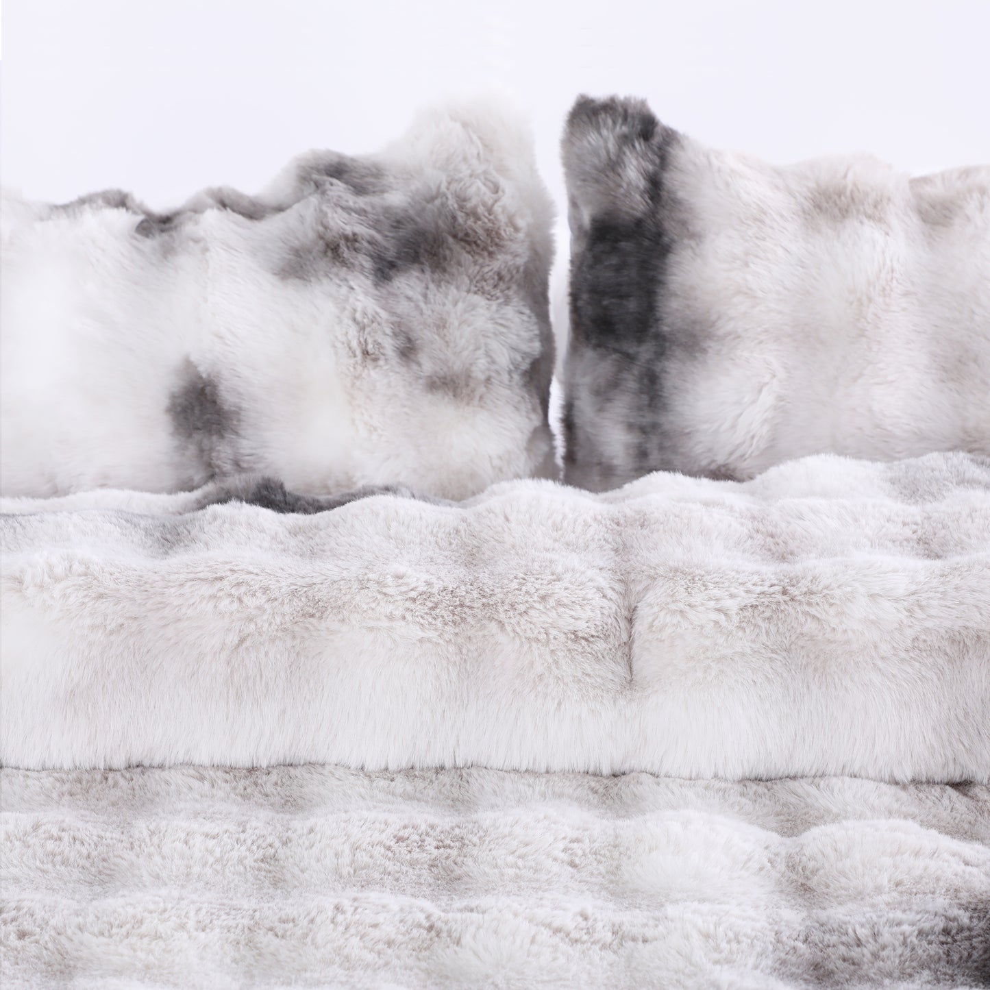 Gray Tie-Dye Faux Fur Comforter Set