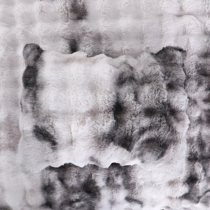 Gray Tie-Dye Faux Fur Comforter Set