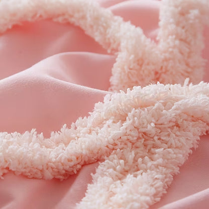 Three Piece Bow Set Tufted Comforter Set