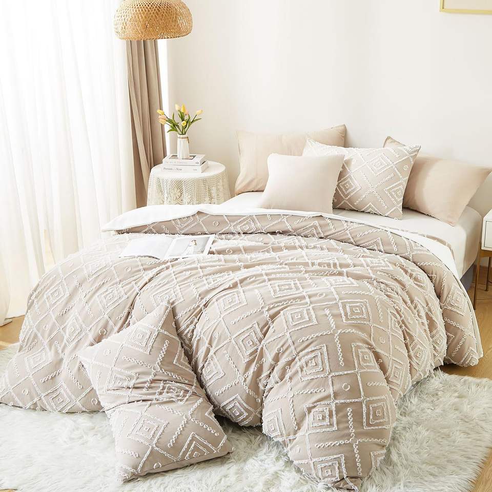 Textured Fabric Solid Comforter Sets