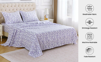 Purple Flora 4-PC Bedding Set