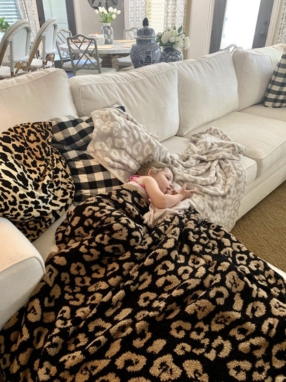 Leopard Cozy Knitted Fleece Blanket Throw