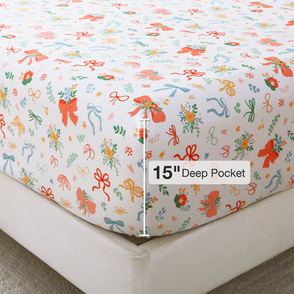Bow Flower Fabric 4-PC Bedding Set