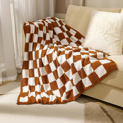 Soft Checkerboard Cozy Knitted Fleece Blankets