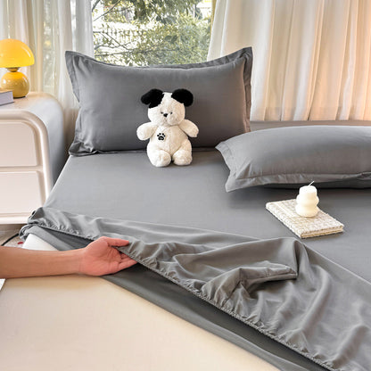 Plain Bedspread Fitted Bed Sheet Set