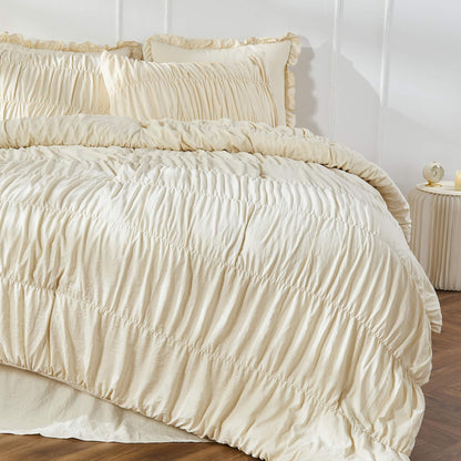 Wrinkled Wheat-colored Fluffy Comforter Sets