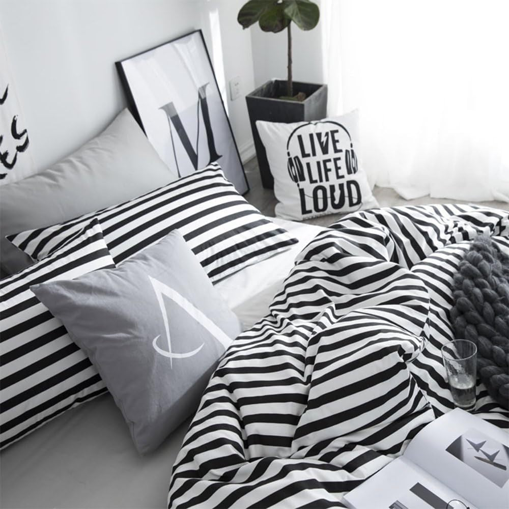 Wholesale Breathable Stripe Printed Duvet Cover Set