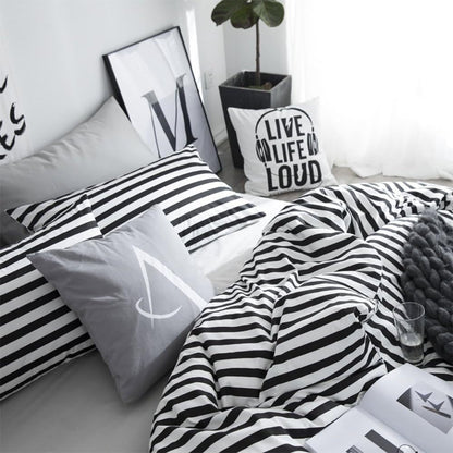 Wholesale Breathable Stripe Printed Duvet Cover Set