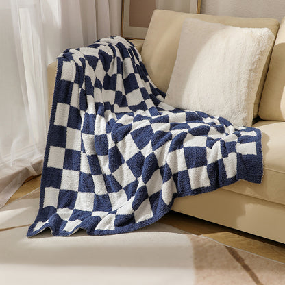 Soft Checkerboard Cozy Knitted Fleece Blankets