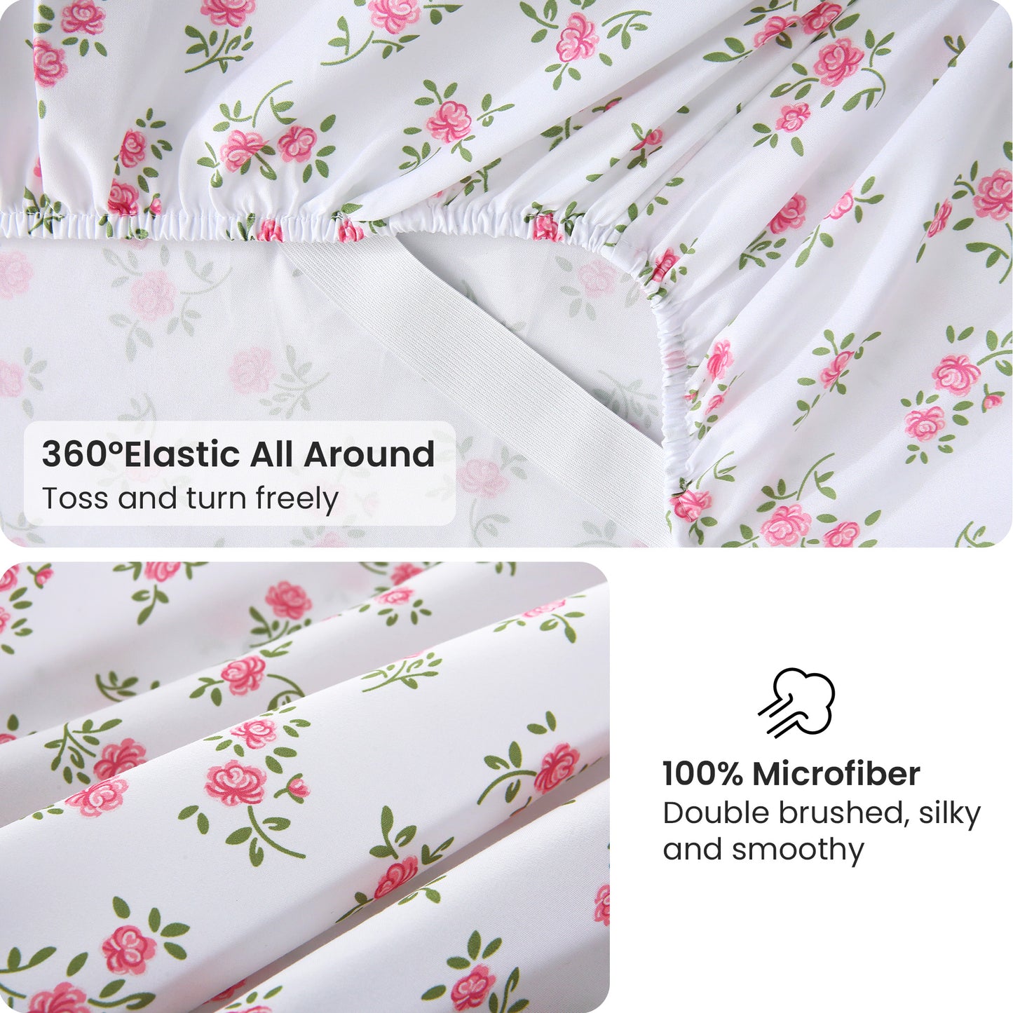 Pink Rose 4-PC Bedding Set