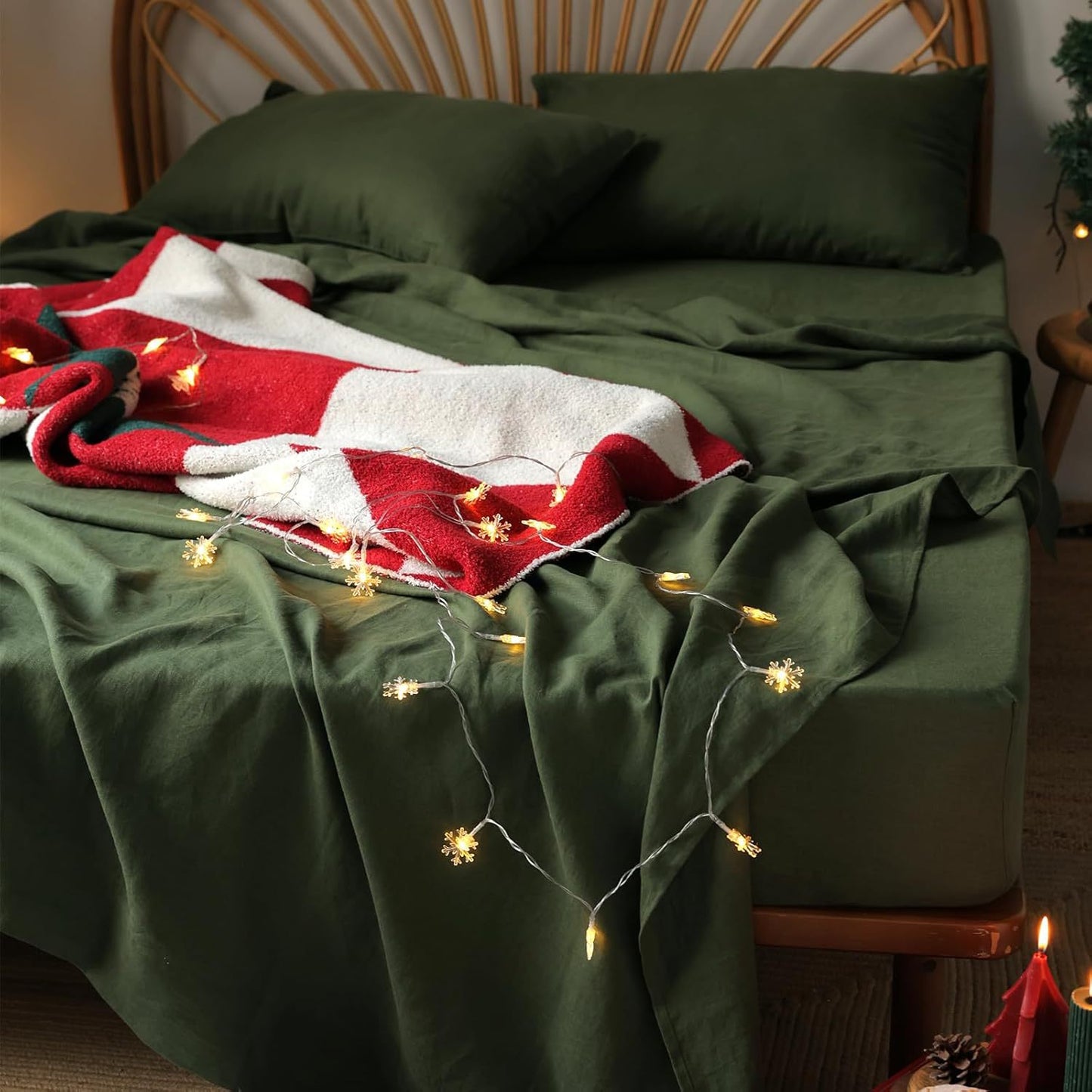 Wholesale Linen Plain Colored Bed Sheet Set