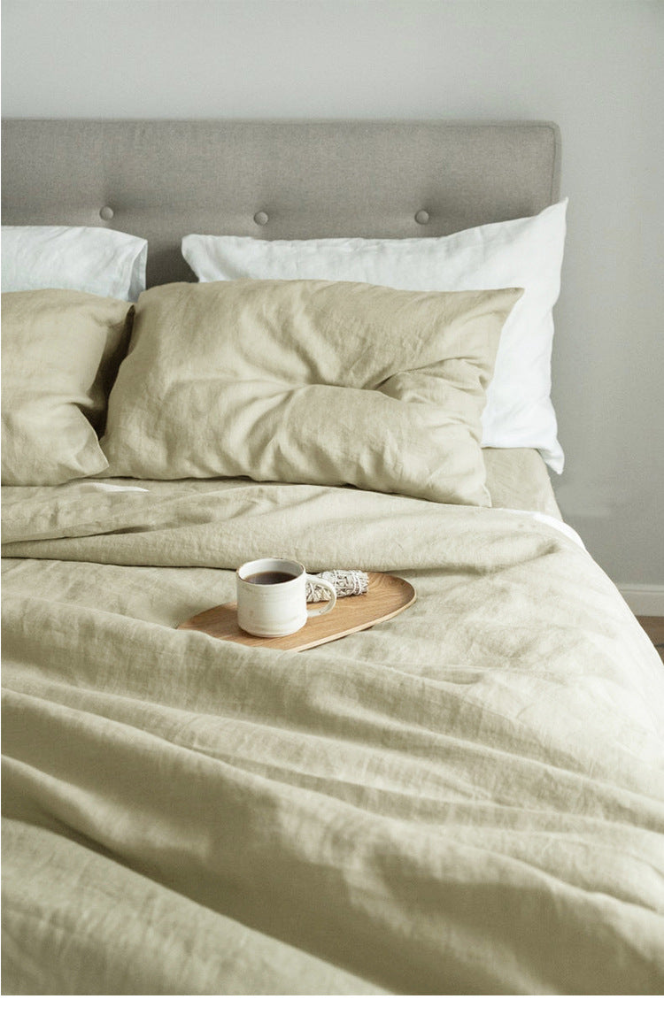Matcha Colored Linen Duvet Cover Sets