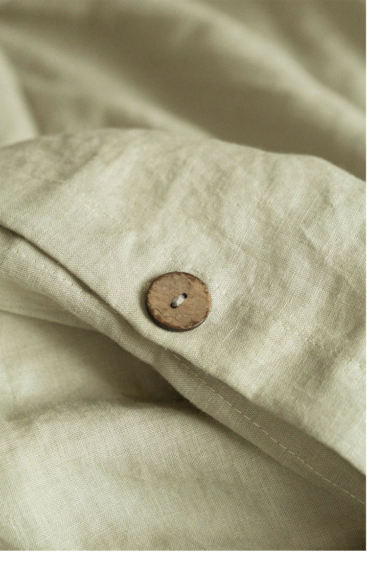 Matcha Colored Linen Duvet Cover Sets