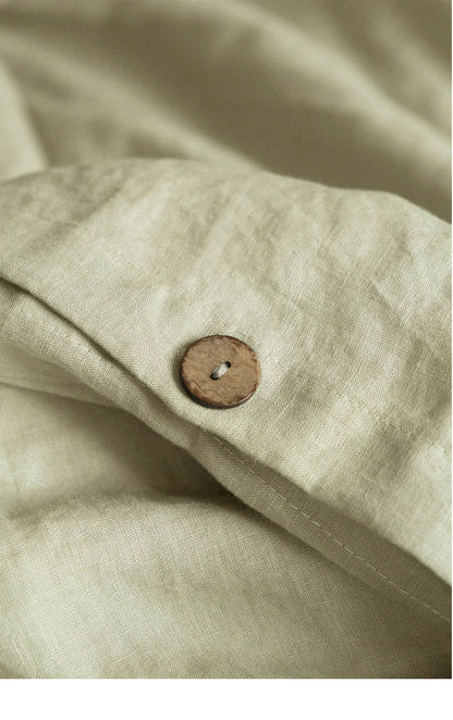 Matcha Colored Linen Duvet Cover Sets