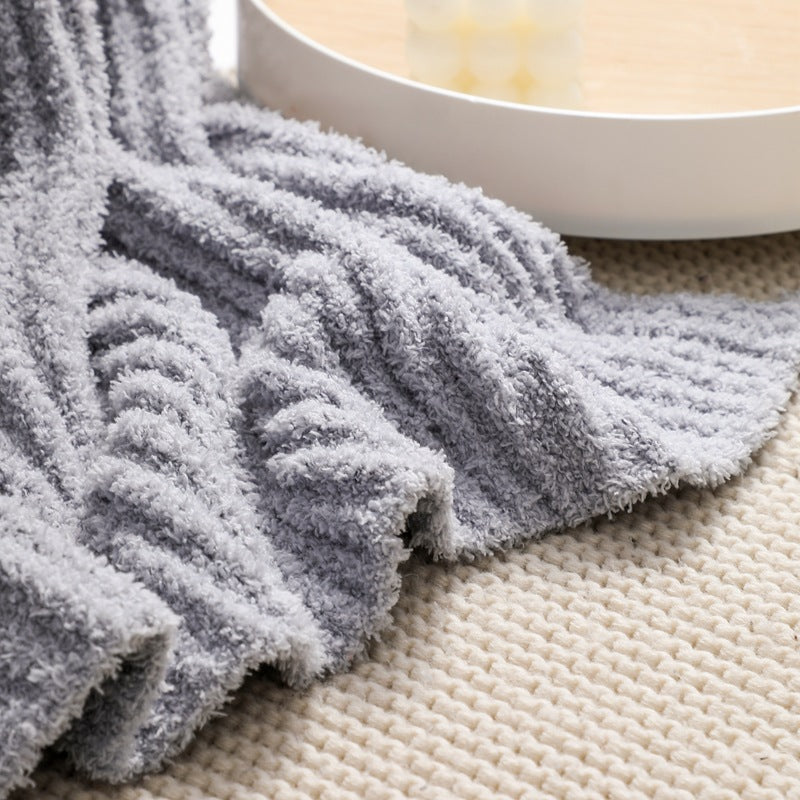 Cozy Rib Knitted Fleece Throws and Blankets