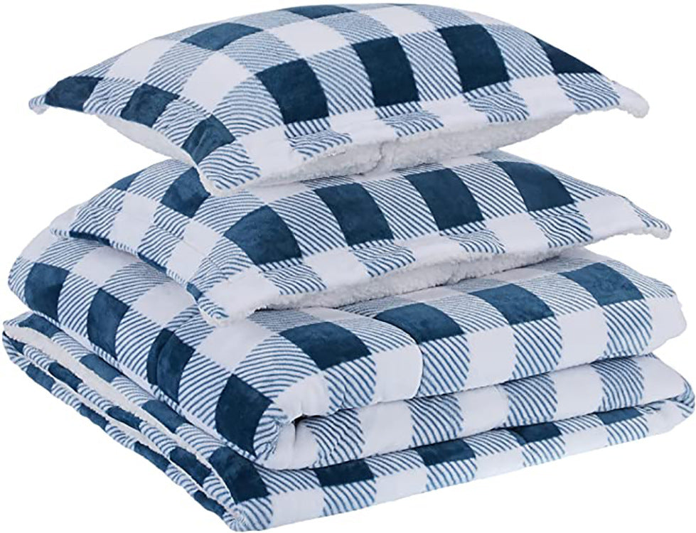 Micromink Checkered Pattern Comforter Sets