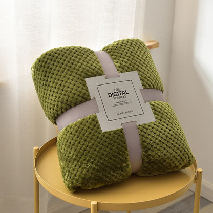 Solid Grid Flannel Blankets And Throws