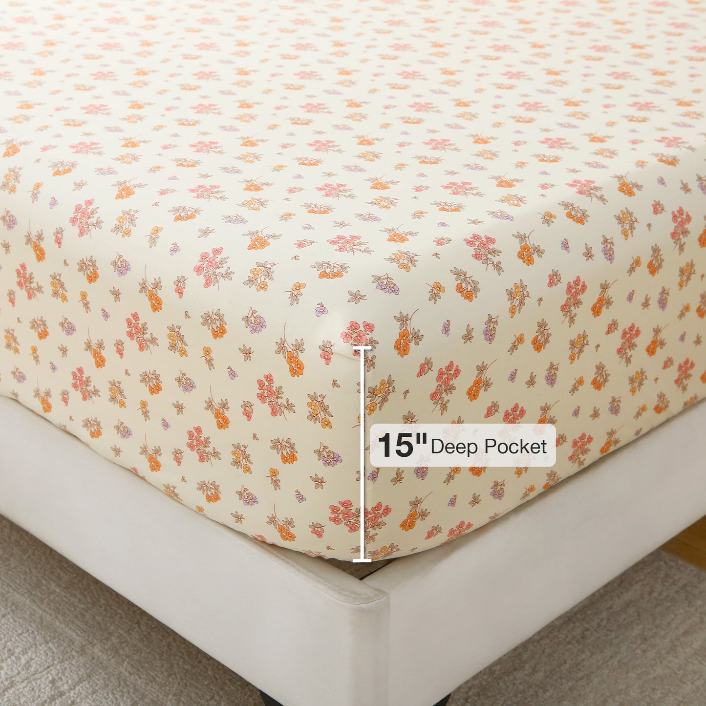 Yellow Floral Print 4-PC Bedding Set