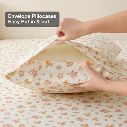 Yellow Floral Print 4-PC Bedding Set