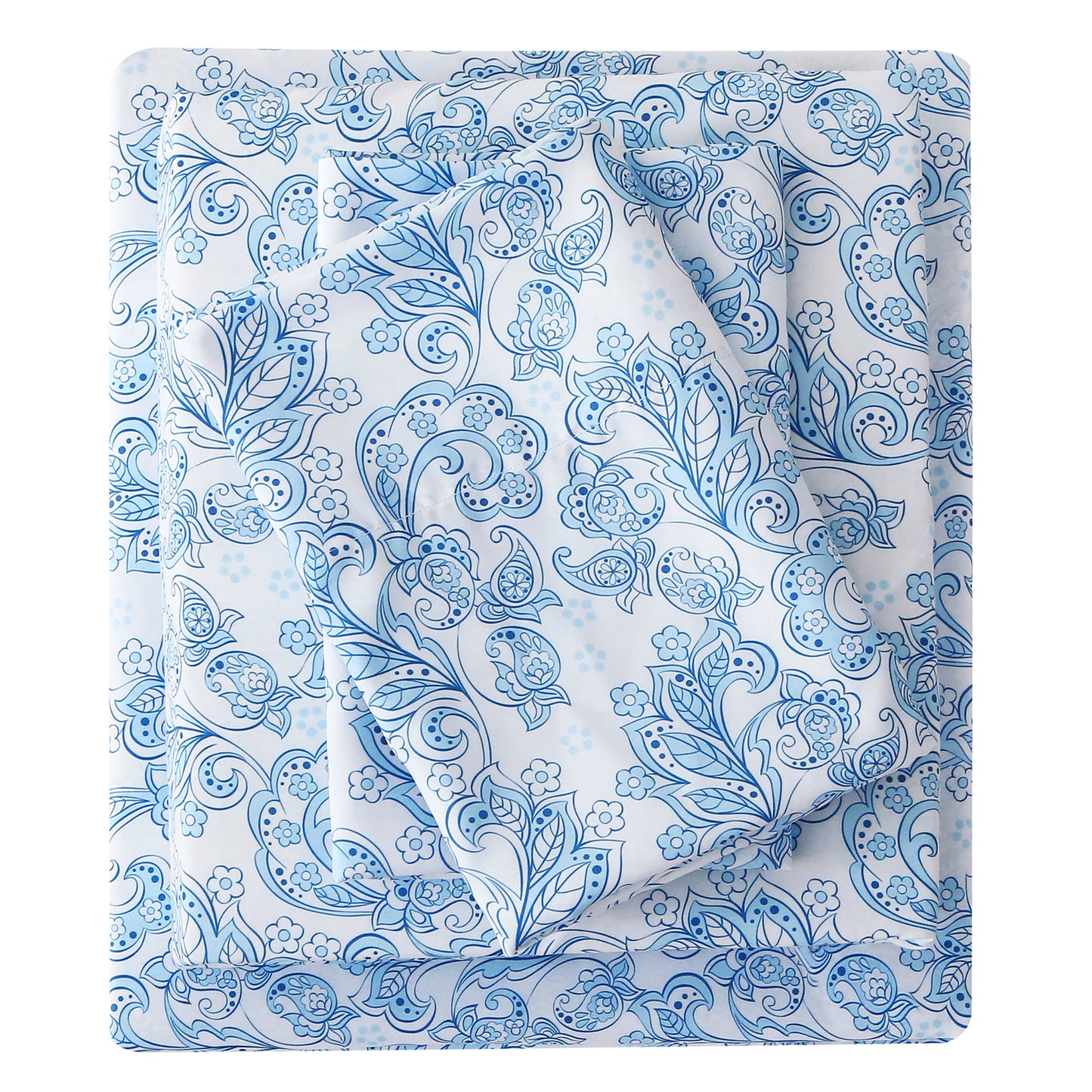 Blue Floral Brushed Bedding Set