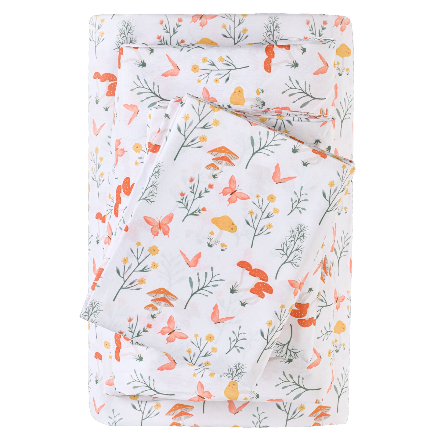 Spring Plant-Print Fitted Bed Sheet Set