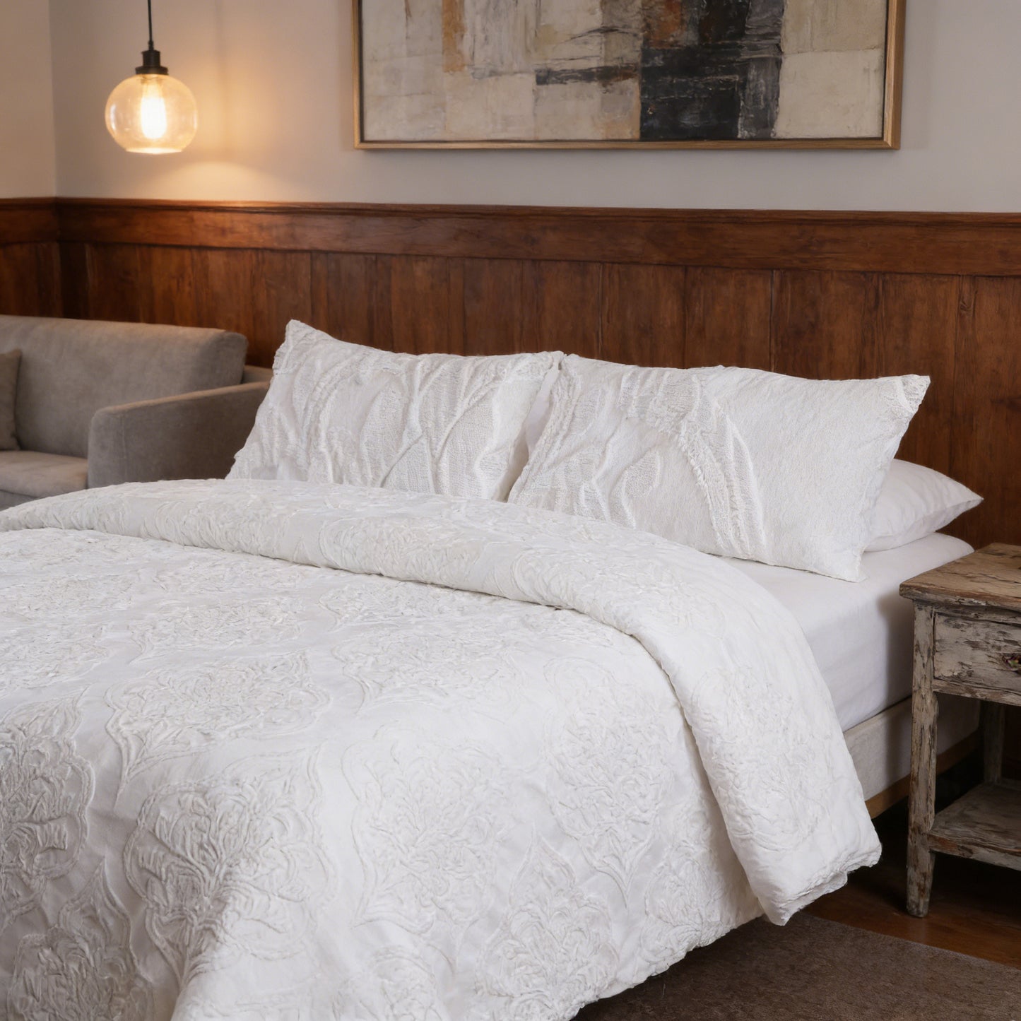 Wholesale Luxury White Jacquard Duvet Cover Set