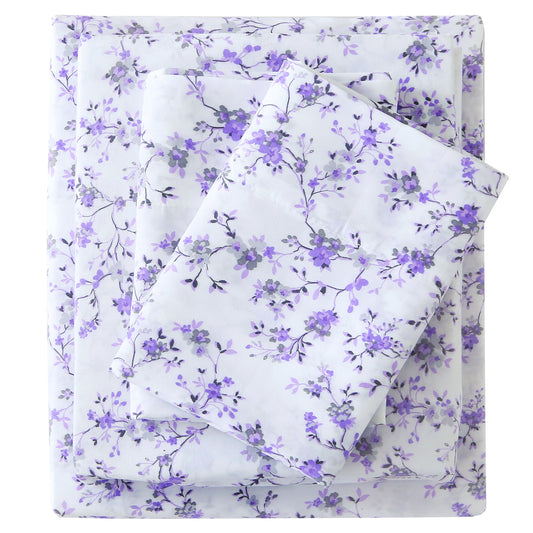 Purple Flora 4-PC Bedding Set