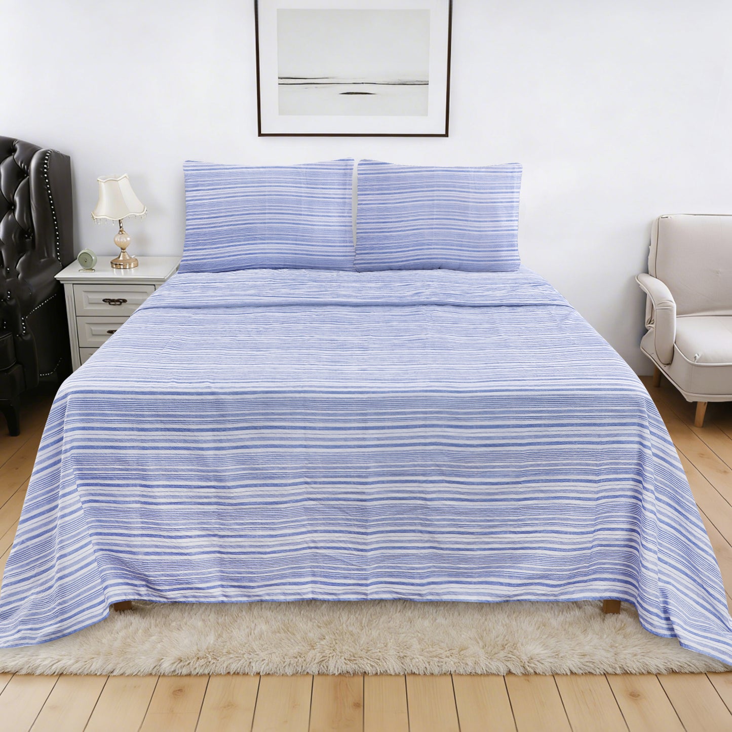 Wholesale Imitation Cotton Stripes Bed Sheet Set