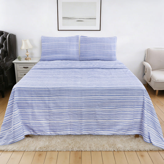 Wholesale Imitation Cotton Stripes Bed Sheet Set