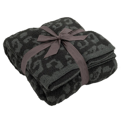 Leopard Cozy Knitted Fleece Blanket Throw