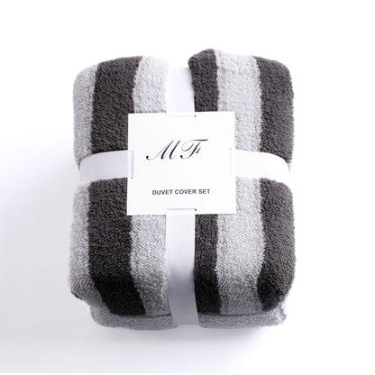 Wholesale Striped Lambskin Fleece Comforter Sets
