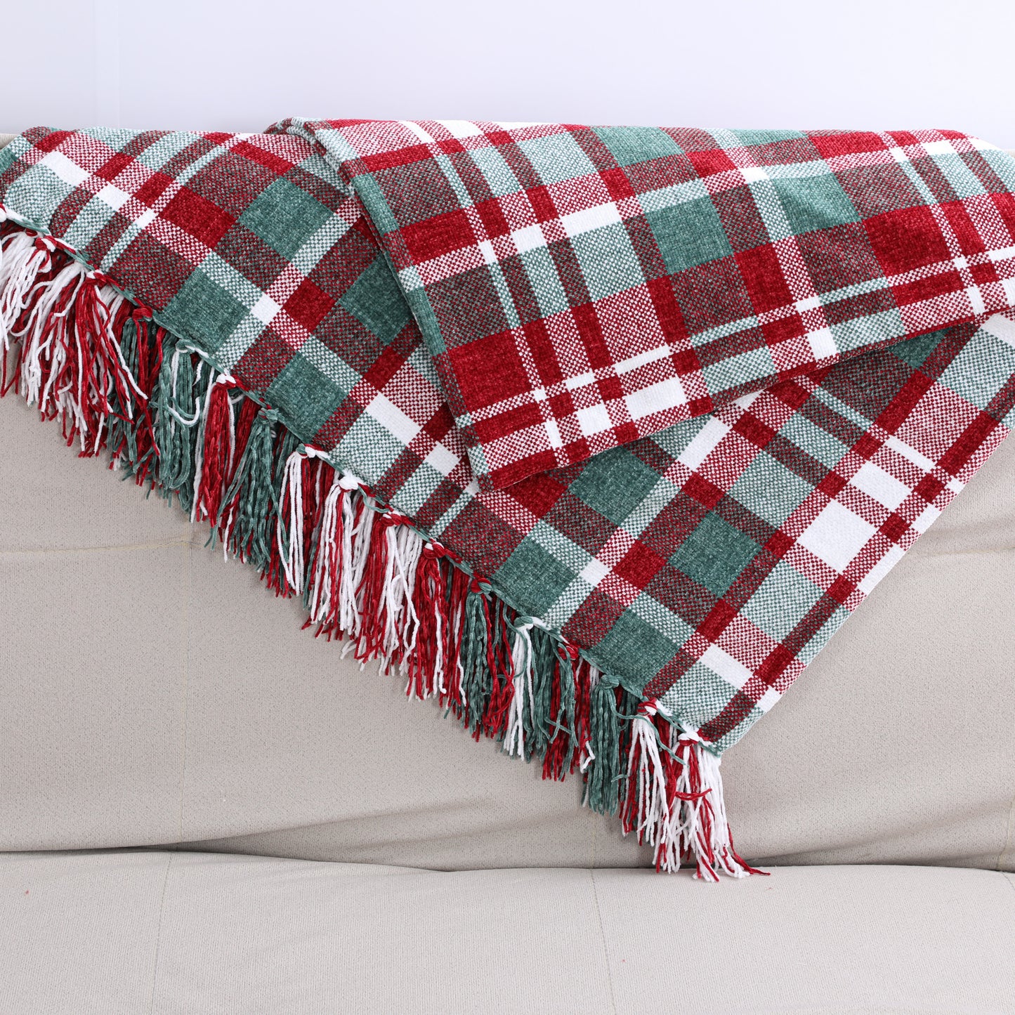 Christmas Tassel Chenille Blanket