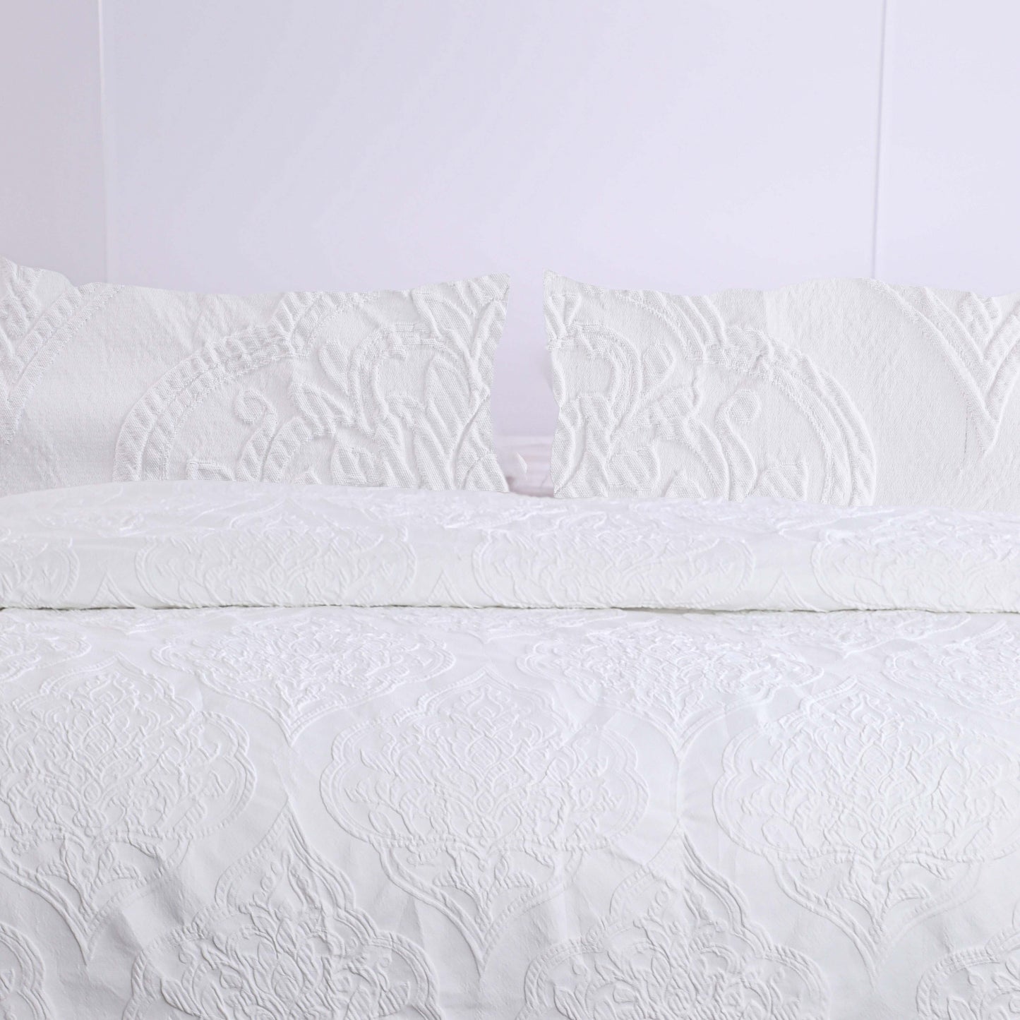 Wholesale Luxury White Jacquard Duvet Cover Set