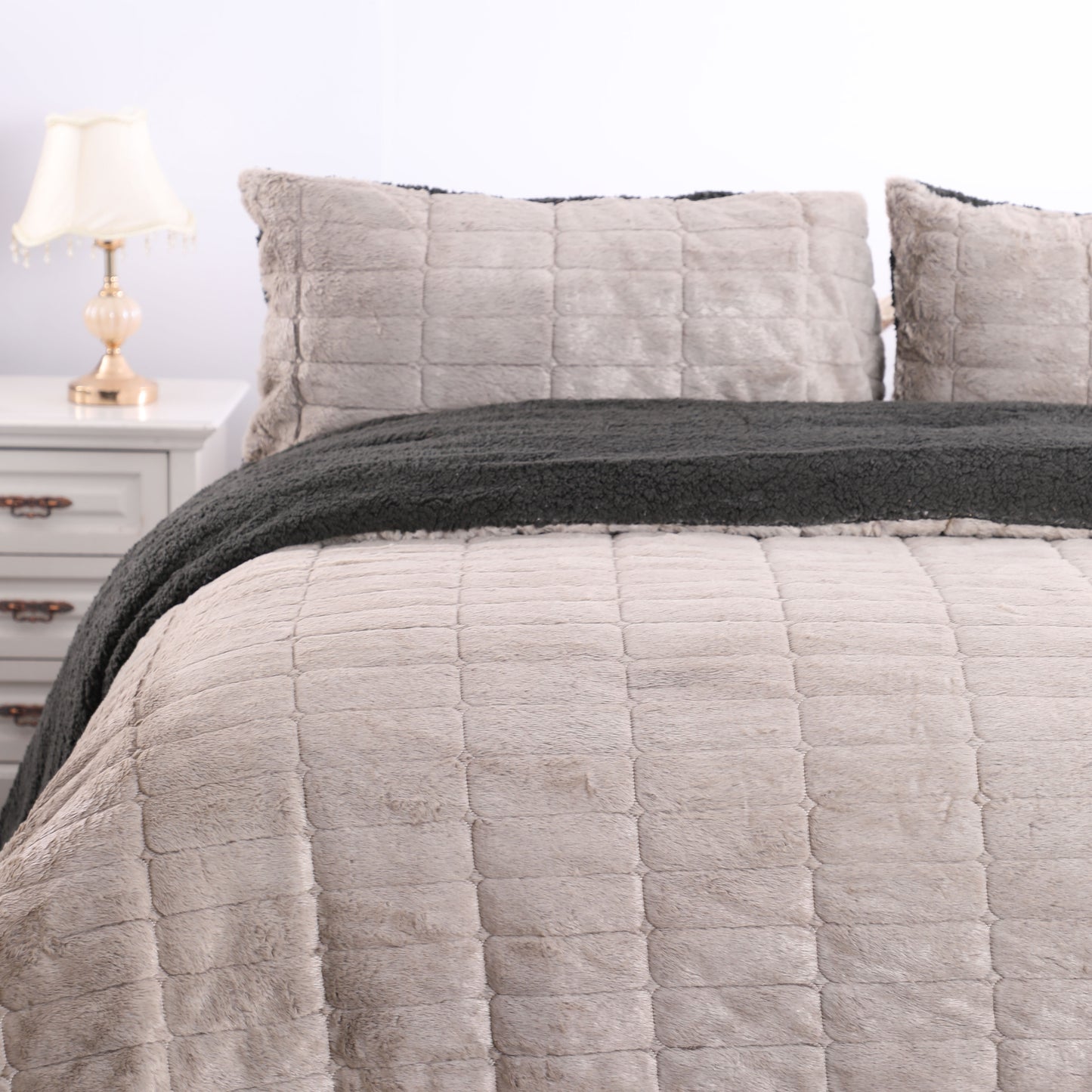 Wholesale Shearling Reversible Duvet Cover Set