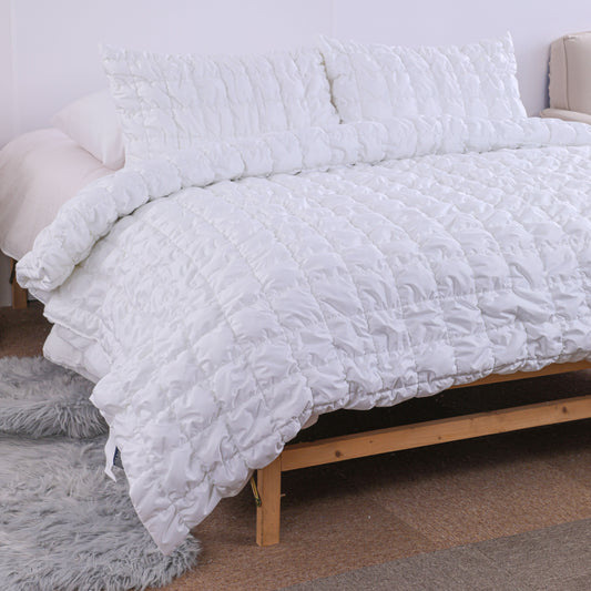 Wholesale White Elastic Embroidered Duvet Cover Set