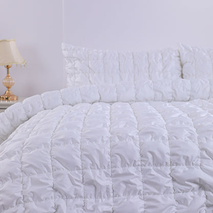 Wholesale White Elastic Embroidered Duvet Cover Set