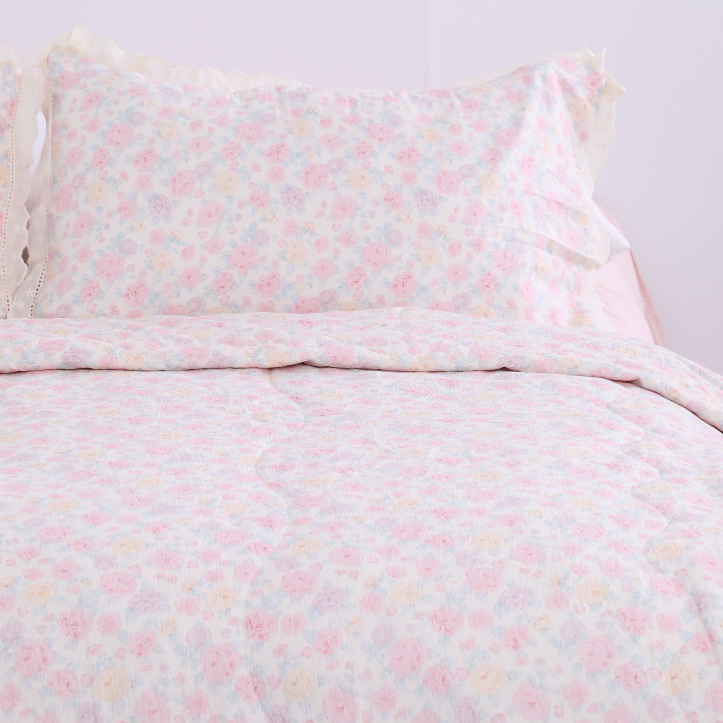 Wholesale Elegant Pink Printed Floral Duvet Cover Set