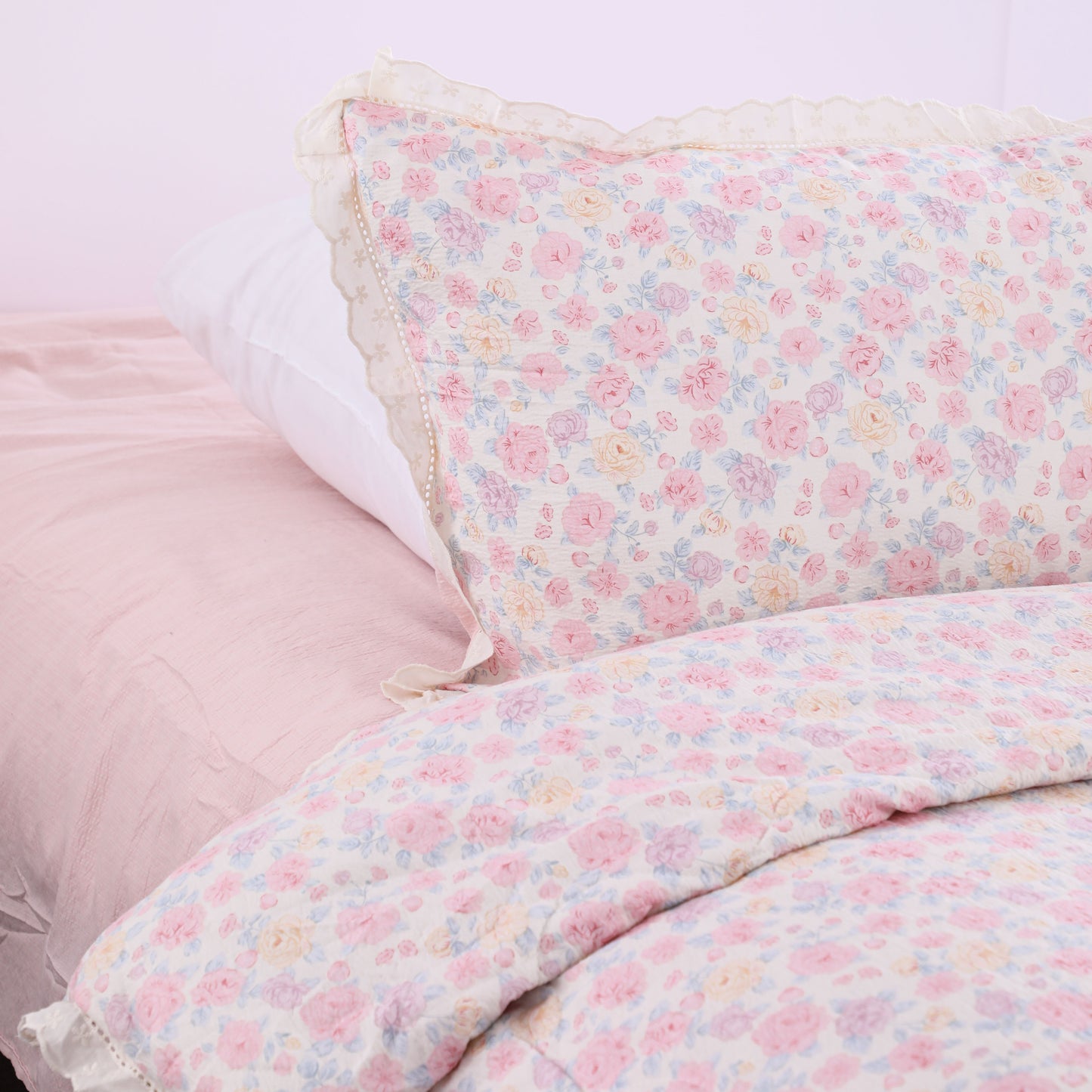 Wholesale Elegant Pink Printed Floral Duvet Cover Set